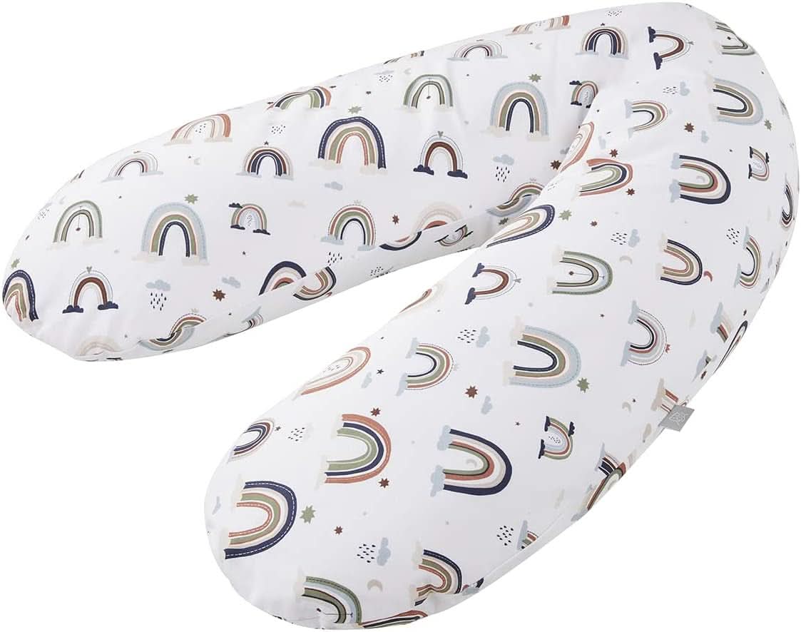 Perna Rotho Babydesign Multi (190 x 35 cm) - Hipoalergenică - Silențioasă - Pernă pentru dormit lateral - Lavabilă la mașină Accesorii Hrana si Alaptare Bebe Naty Shop Motiv Boho Rainbow Multi