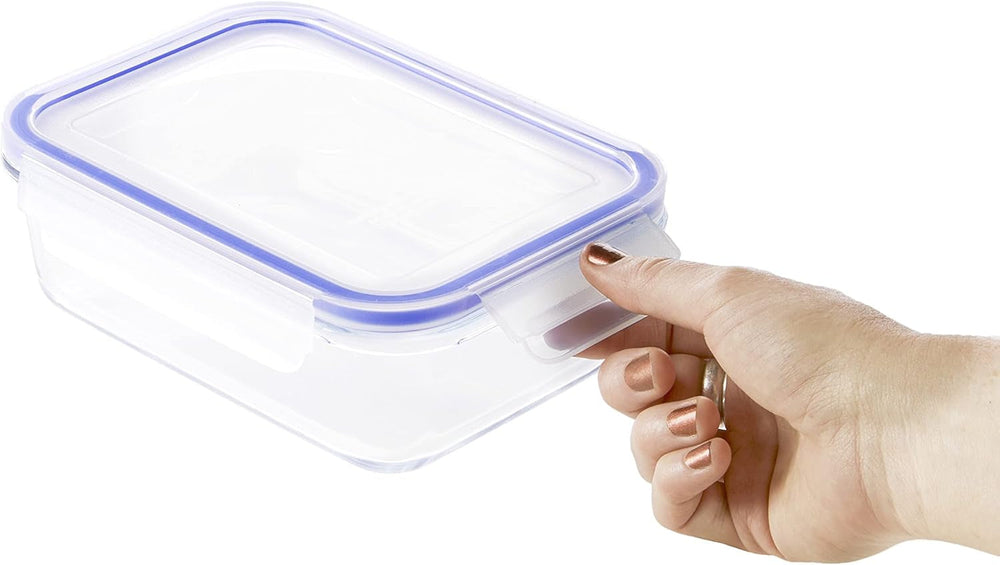 Amazon Basics recipiente de sticlă pentru alimente, cu capac, pachet de 20 (10 recipiente + 10 capace), fără BPA, albastru transparent Cutii depozitare alimente Naty Shop