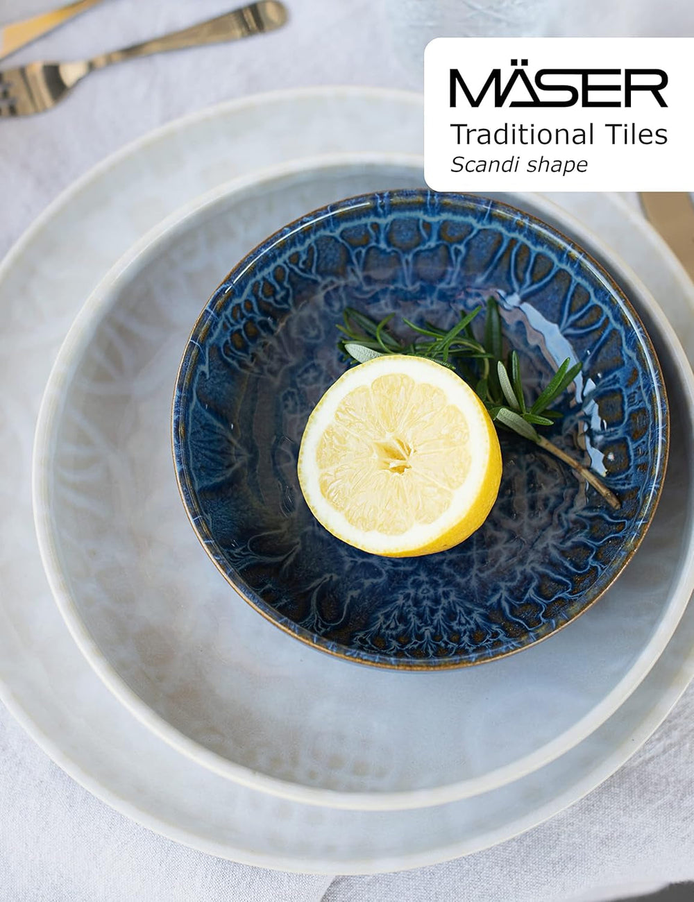 MÄSER 934063 Dlaždice Series Moderní Vintage sada nádobí pro 2 s maurským designem Sady nádobí Naty Shop