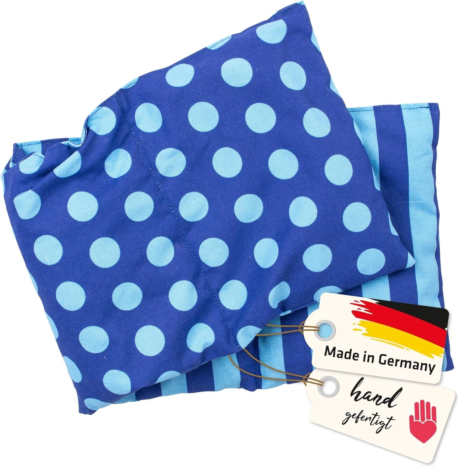 Pernă din piatră de cireș Potrivit pentru cuptor cu microunde și cuptor - Albastru cu dungi și puncte I Handmade I Made in Germany I Aprox. 20 X 60Cm I Oeko-Tex bumbac I Pernă gât spate Perne ortopedice cervicale Naty Shop Titlu implicit