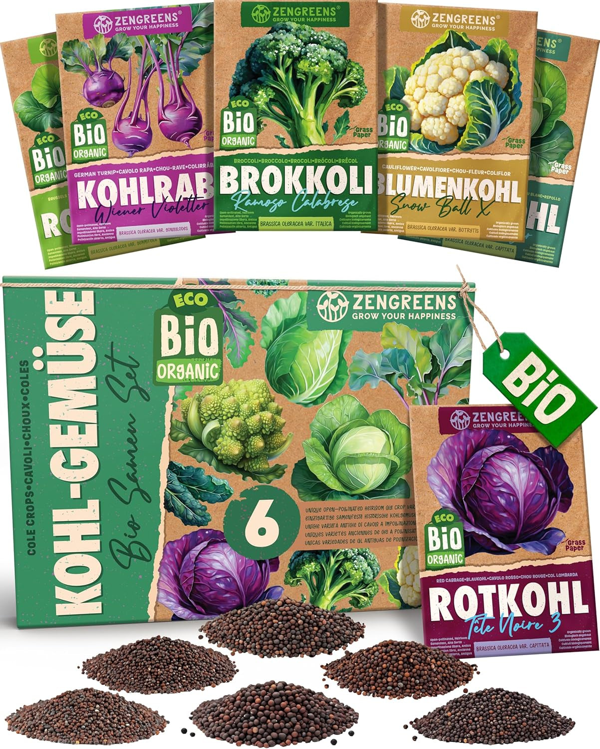 Bio semínka bazalky v sadě 6 - 6 semínek bazalky pro snadné pěstování na zahradě, na balkóně nebo na vyvýšeném záhonu - Semena rostlin - Sazenice