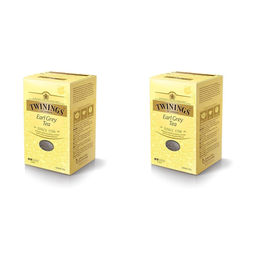 Twinings Earl Grey - Ceai negru în pliculețe, rafinat cu aromă de bergamotă - Ceai negru răcoritor din China, 25 pliculețe (50 g) (pachet cu 4)
