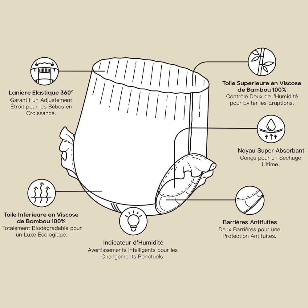 Bambusové dětské plenky ECO BOOM – velikost 6 (20 kg), rostlinné stahovací plenky (17 ks) – prémiové organické, bez parfemace, šetrné k pokožce, super savé
