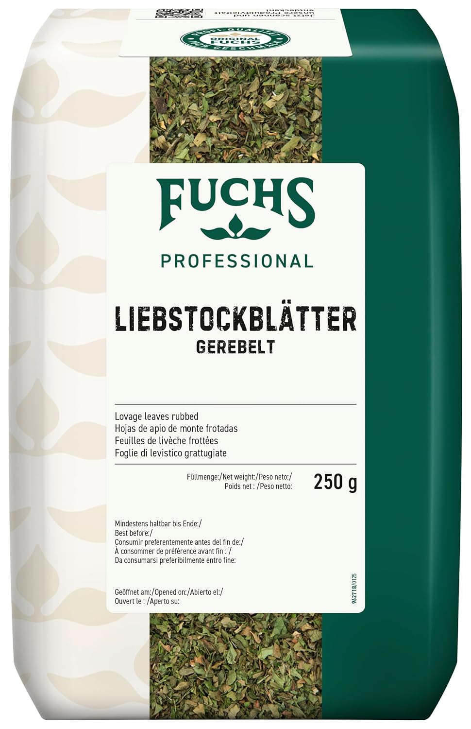 - Liebstockblätter gerebelt | Pro salzarme Küche geeignet, passt zu Eintöpfen nebo Salaten | Profi-Qualität für Großverbraucher | 0,25 kg v recyklovatelném pytli