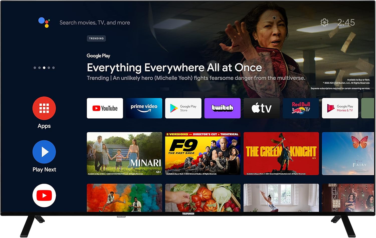 TELEFUNKEN XU50AN754M Televizor de 50 de inci/Smart TV cu Android (4K Ultra HD, HDR Dolby Vision, triplu tuner, Bluetooth, Dolby Atmos) [2023]