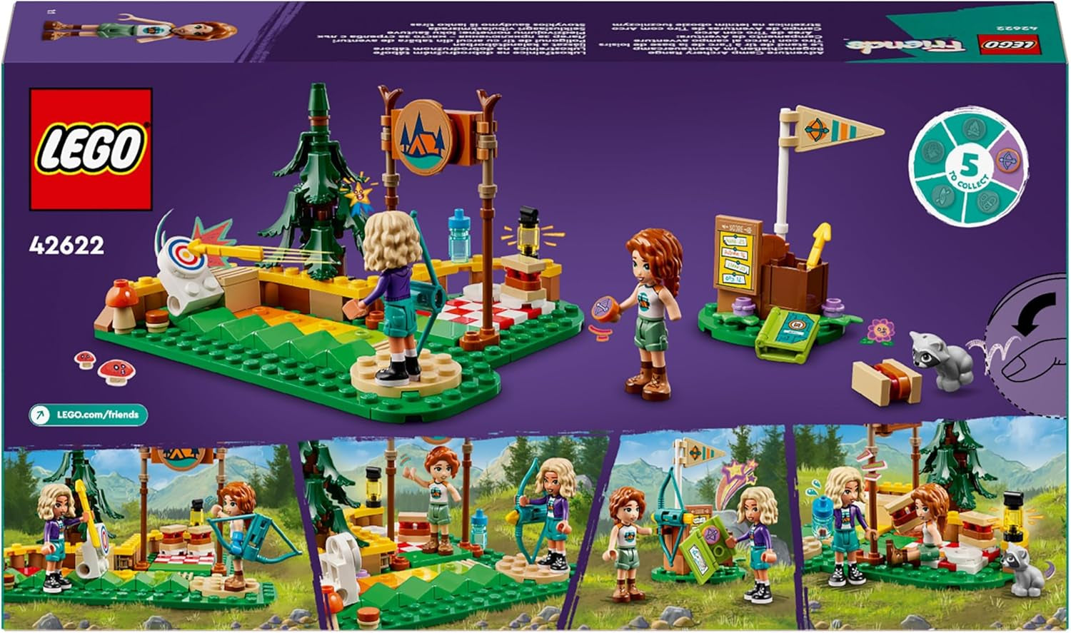 LEGO Friends Lukostřelba v dobrodružném táboře Dětská stavebnice s lukem a šípem, 2 figurkami a umyvadlem, pro dívky a chlapce Věk 6+ 42622 Stavebnice Besuche den LEGO-Store