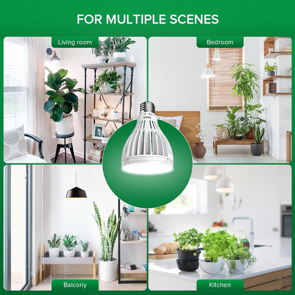 SANSI 30W Full Spectrum LED Lampa pro pokojové rostliny Ekvivalent 250W Vysoký PPFD E27 Grow Light 4000K 660nm 60° Úhel paprsku Růst Lampa pro sazenice Zelenina Květiny Hydroponie