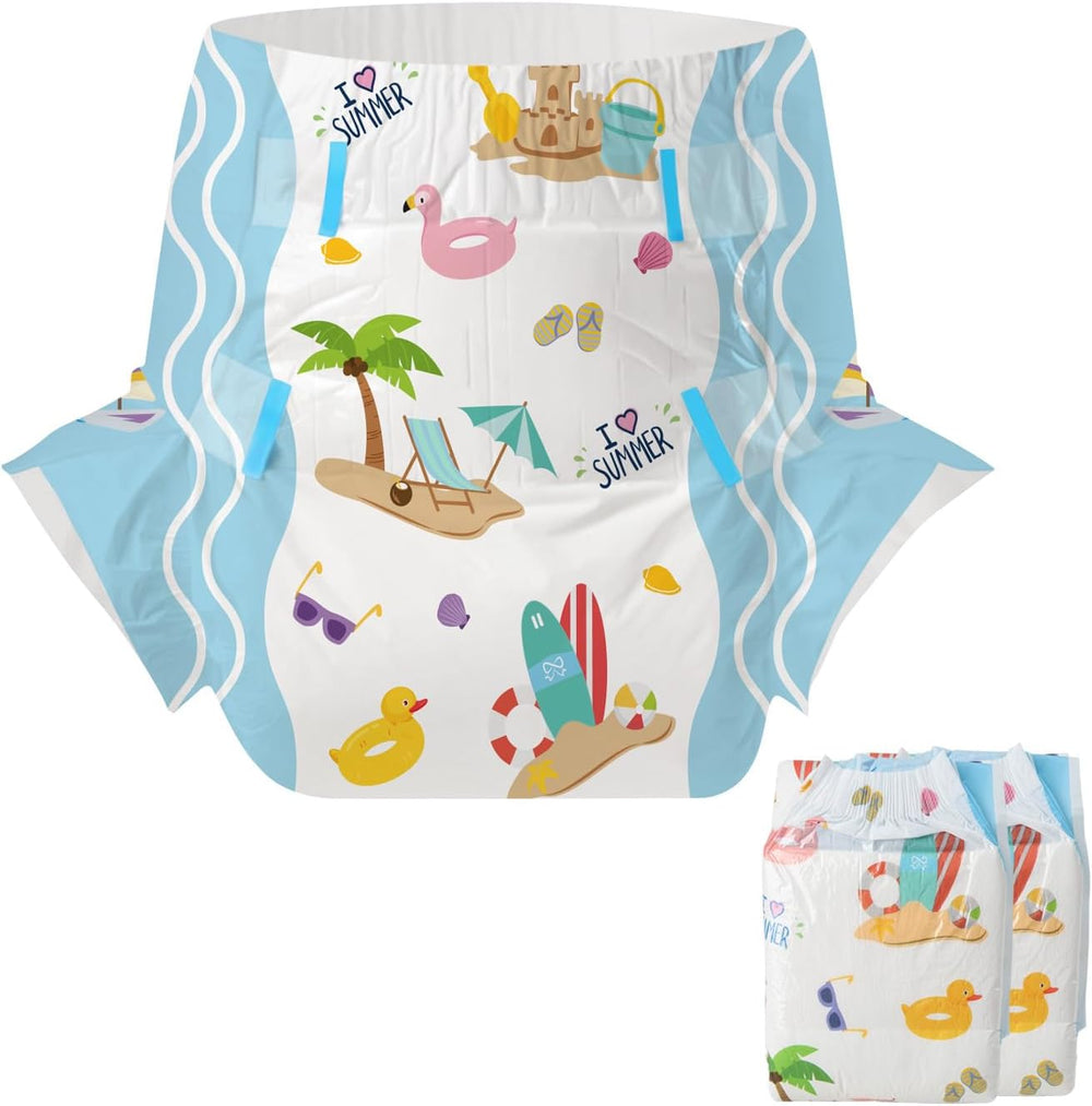 CutiePlusU Plenky pro dospělé 2 balení Jednorázové inkontinenční kalhotky s klopami pro ženy a muže Maximální savost přes noc - Malý princ (střední 71-96 cm)