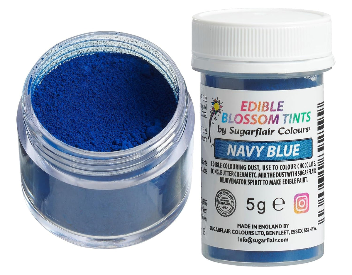 Pudră de colorant alimentar Sugarflair Blossom Tint Dust, albastru marin - Pudră de colorant alimentar pentru decoruri de tort, pastă de zahăr, fondant, glazură, ciocolată, cremă de unt, macarons și multe altele - 5G