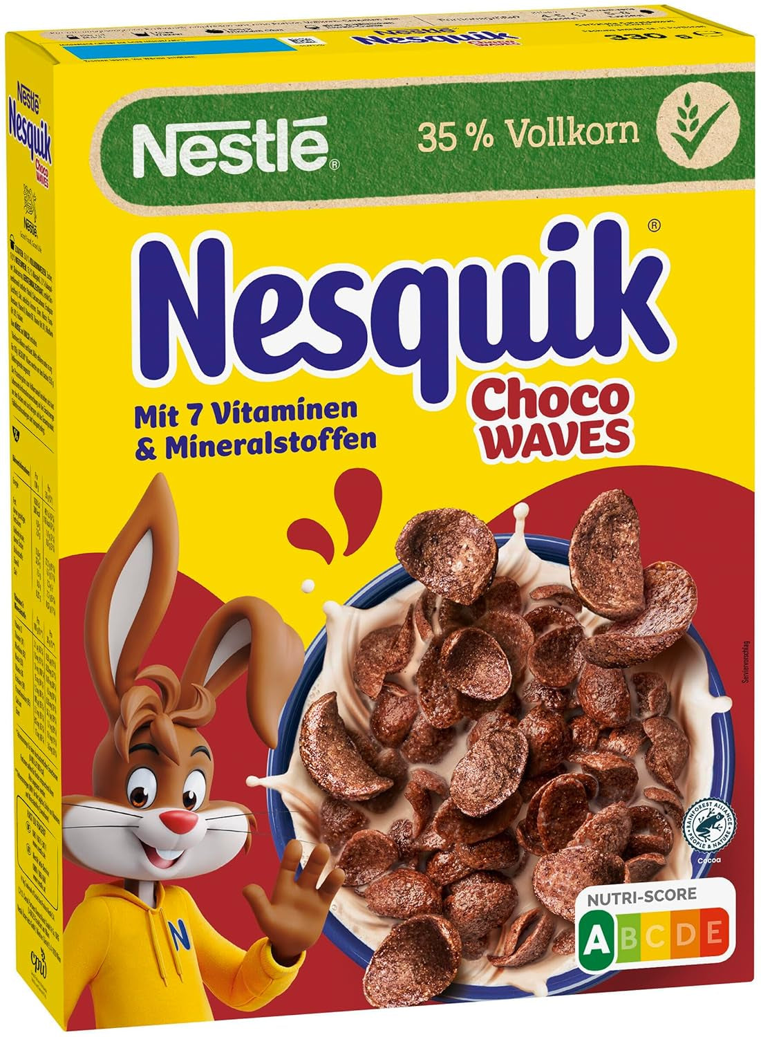 Nestlé Choco Waves, křupavá čokoládová snídaně ve tvaru vlny (33 % celozrnný obsah), 1 balení (1 x 330 g)