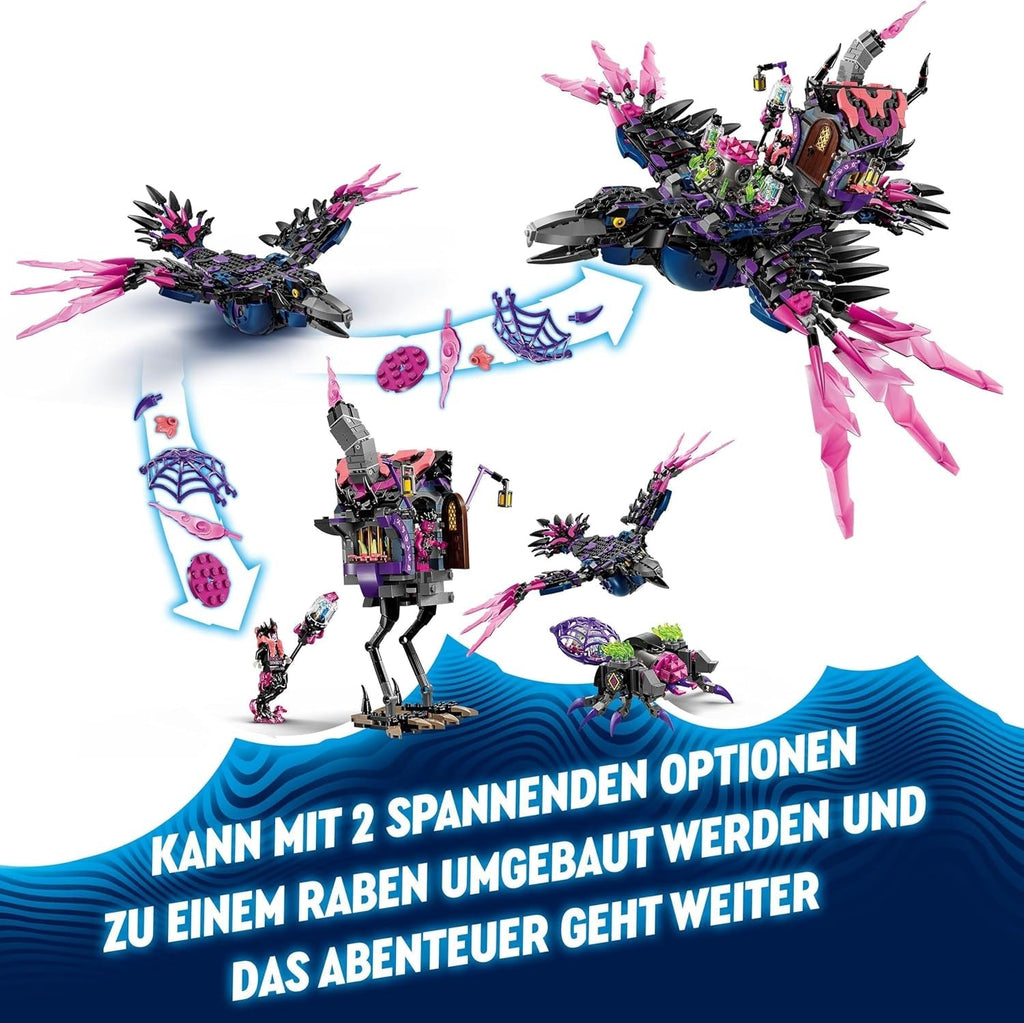 LEGO Dreamzzz 3-In-1 The Midnight Raven Of The Never Witch, Playset pentru băieți și fete de la 9 ani, cu figurine de animale, colibă fantastică pentru a o transforma într-o casă, un păianjen sau o pasăre 71478 Seturi de constructie Besuche den LEGO-Store
