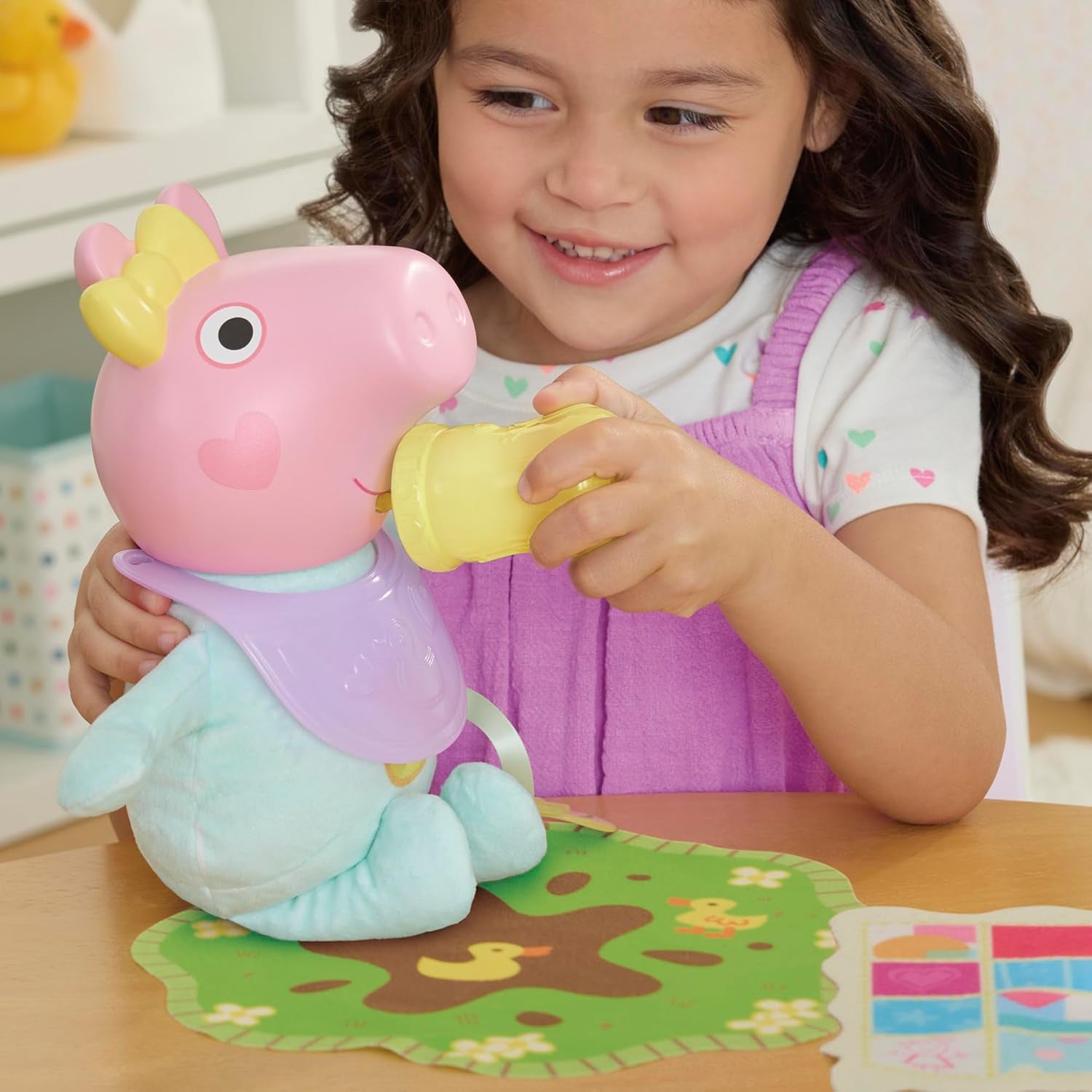 Peppa Pig Păpușa Interactivă Evie, 28 cm, cu 20 de sunete și multe funcții, set de jucării pentru copii de la 3 ani în sus