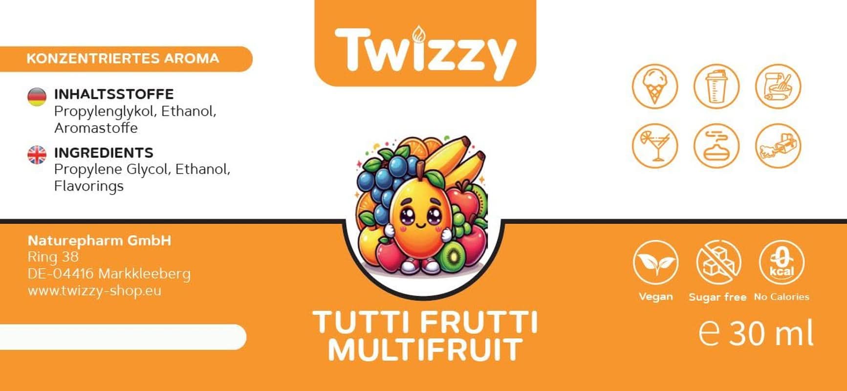 Twizzy Koncentrované Tutti Frutti Aroma, 30 ml Aromas Naty Shop