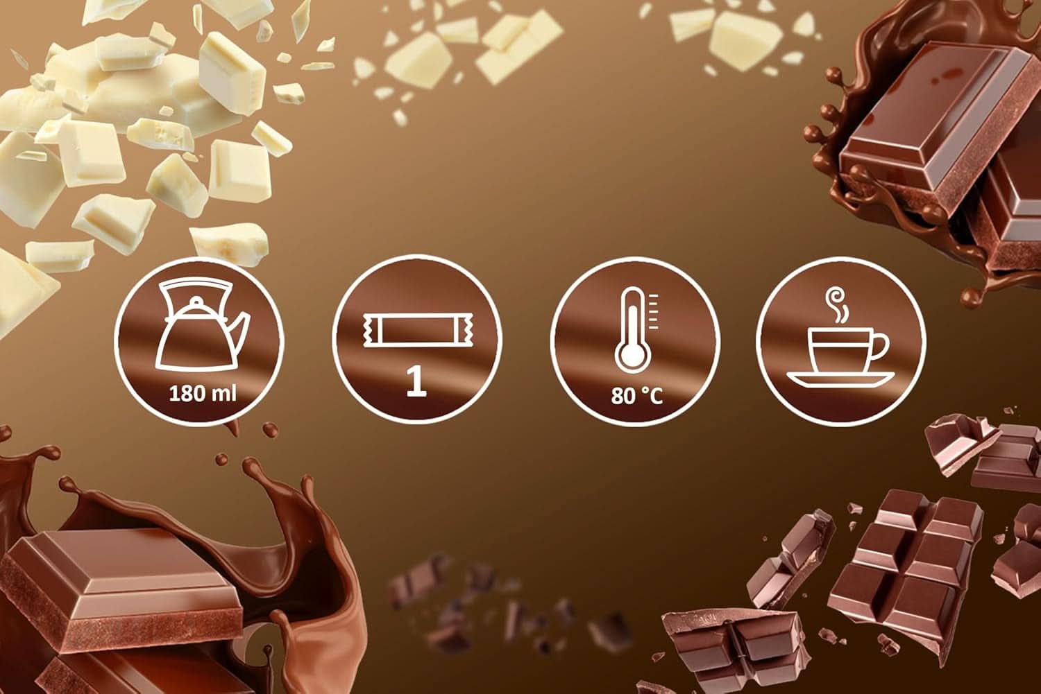 MOKATE® Ciocolată caldă neagră - 1 pachet 180 grame - 10 plicuri Cacao si Ciocolata Calda Naty Shop