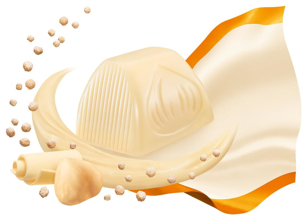 Ferrero Küsschen White Crispy - Valentýnský dárek pro něj a pro ni - Křupavé pražené lískové oříšky ve světlém krému s křupavými lupínky, pokryté bílou čokoládou, 1 balení 20 kusů jednotlivých pralinek