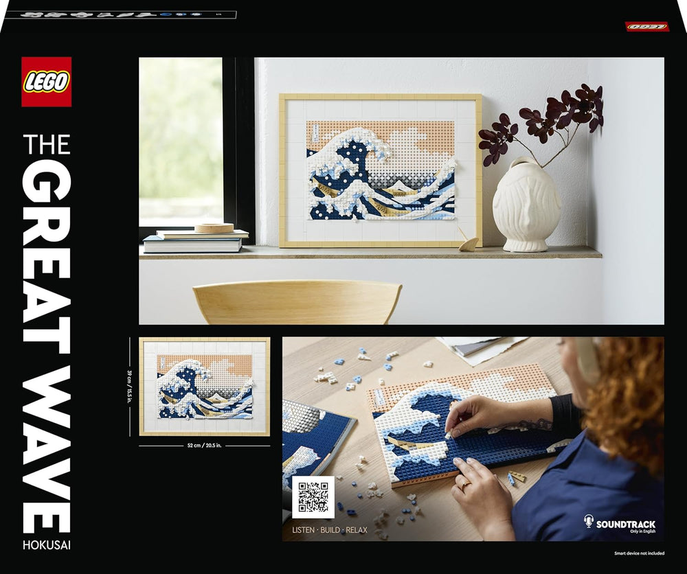 LEGO 31208 Art Hokusai – Große Welle, 3D japonské Wanddeko, Bastelset, gerahmte Ocean-Leinwand, Hobbies für Erwachsene, DYI, Home- und Büro-Deko