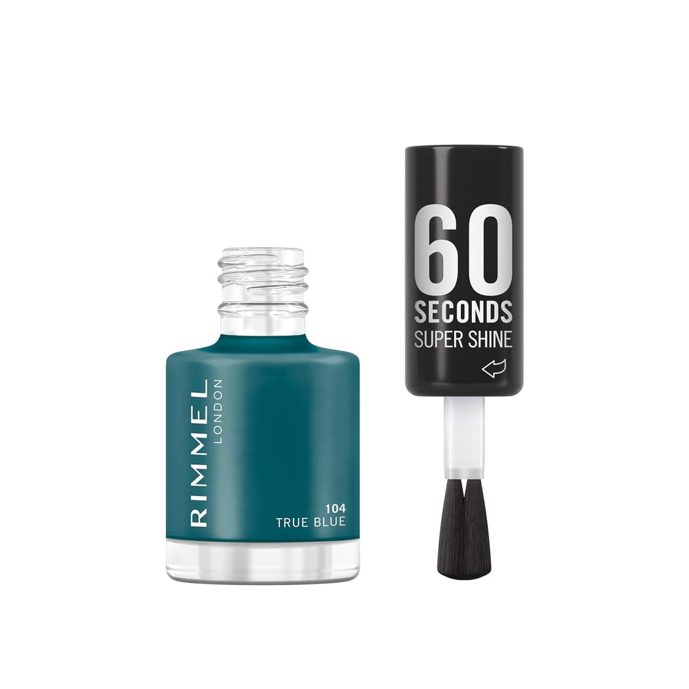 Rimmel 60 Seconds Super Shine lak na nehty, rychleschnoucí, zářivá barva, dlouhotrvající, 8 ml, 104 True Blue