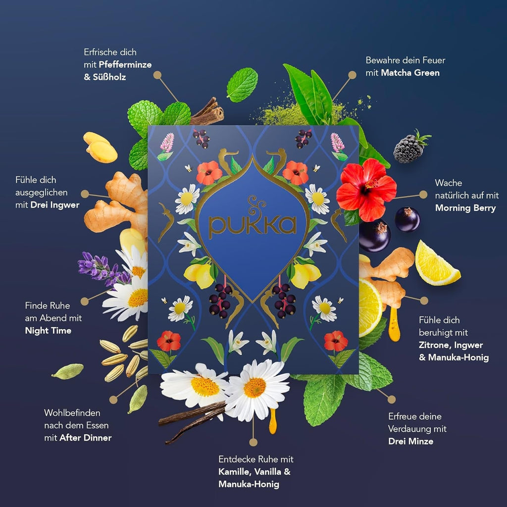 Set cadou ceai Pukka, ceai din plante bio, cutie de ceai, set de ceai durabil, ideal pentru orice ocazie, idee de cadou, 9 variante, 45 pliculețe de ceai