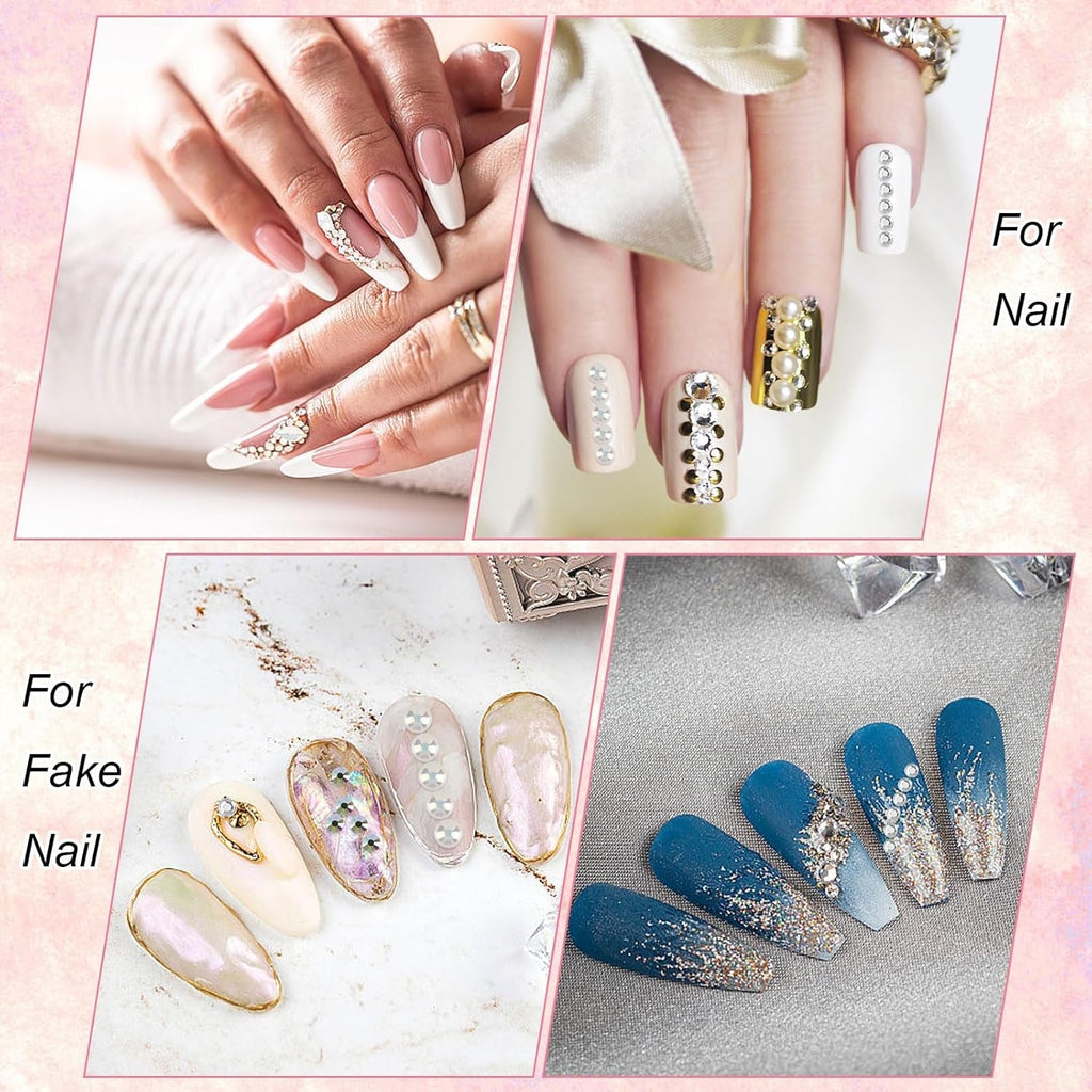 5820 Stück Strasssteine Nägel, Glitzersteine Nägel Und Halbrunde Perlen, AB Kristall Rhinestones, Flatback Nagel Steine Mit Pinzette Und Stift Für Nagel/Diy (Mehrere Größen Und Farben)