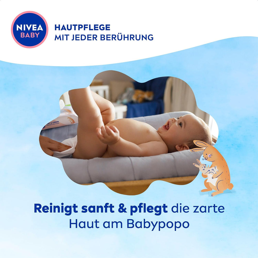NIVEA BABY Soft & Cream vlhčené ubrousky pro miminka (4 x 57 kusů)