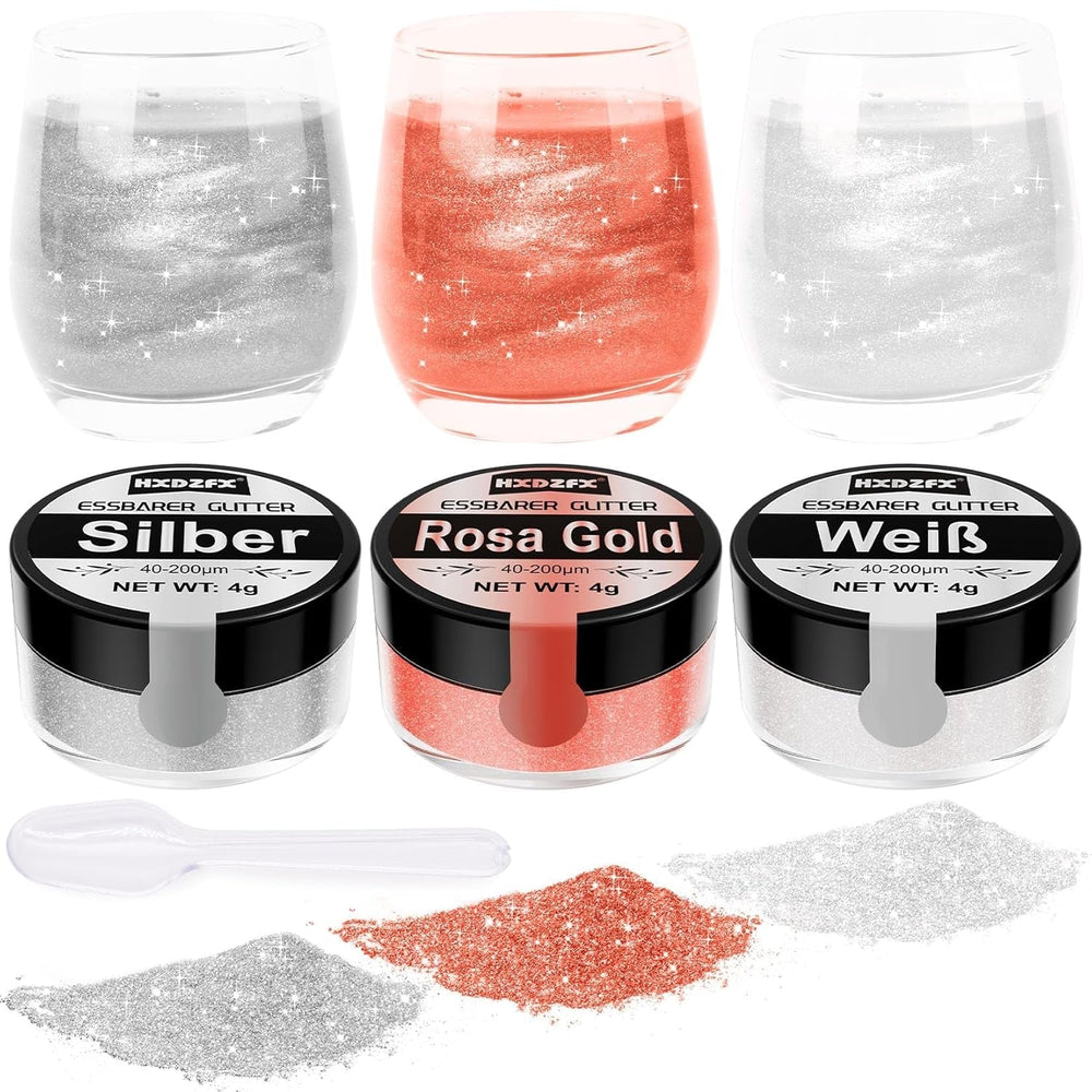 Essbarer Glitzer Für Getränke - Lebensmittelfarbe Pulver, Schimmerndes Glitzerpulver, Lebensmittel Glitzerpuder Für Schokolade, Kuchen, Fondant, Drinks - 8G (Frucht Grün) Naty Shop Silver Weiß Rose Gold