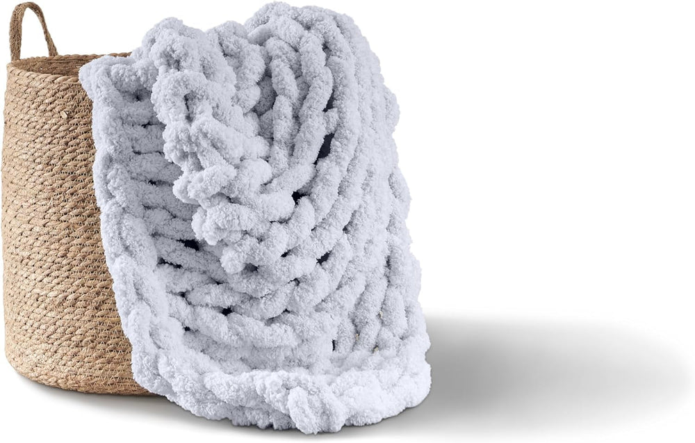 Masivní pletená deka, přehozená, 100% ručně pletená jumbo žinylkovou přízí (127 X 152,4 cm, šeříkově šedá) Postele a přikrývky Adyrescia světle šedá 50"X60"