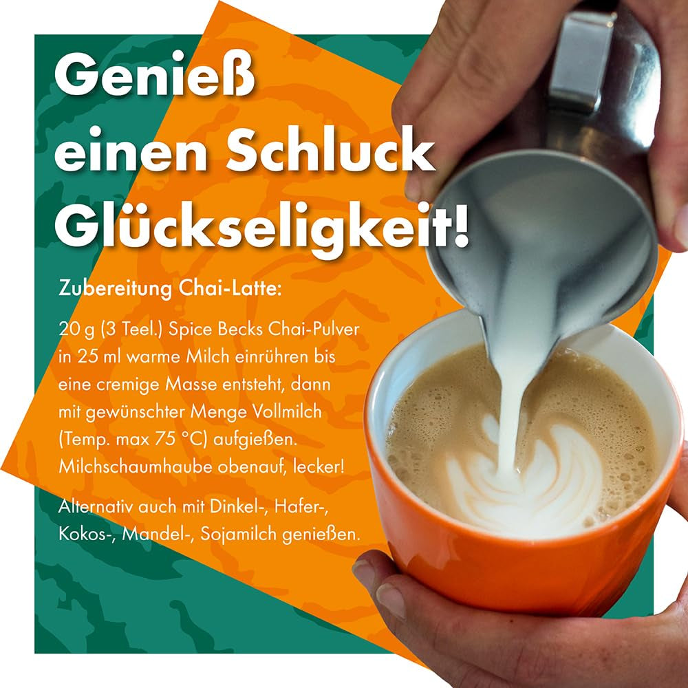 Becks Cocoa Om Masala Chai Tea Bio – Ceai negru indian cu condimente tradiționale precum scorțișoară, cardamom și ghimbir – Perfect pentru Chai Latte, 300 g