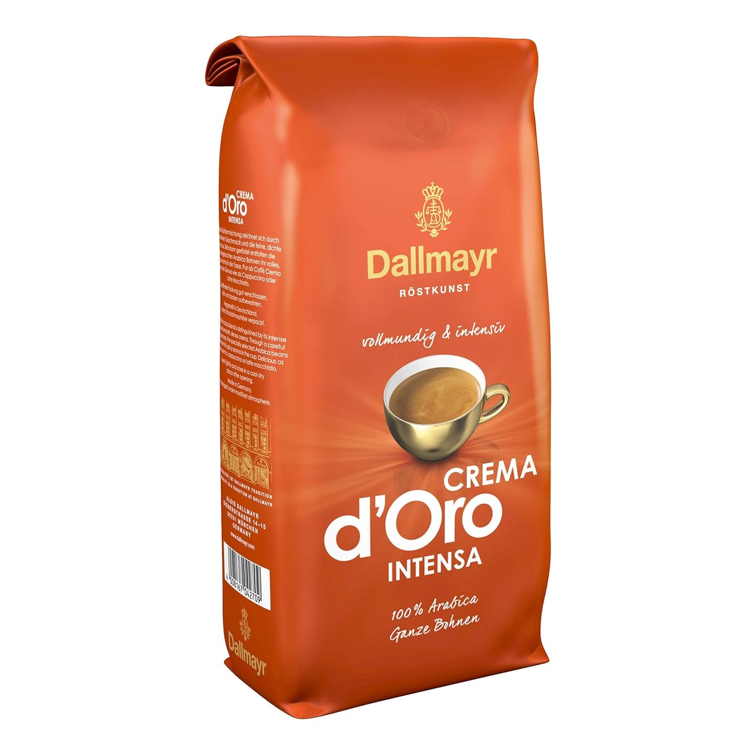 Cafea Crema d'Oro Intensa, Cafea măcinată, Cafea prăjită, Boabe întregi, Boabe de cafea, 8 x 1000 g