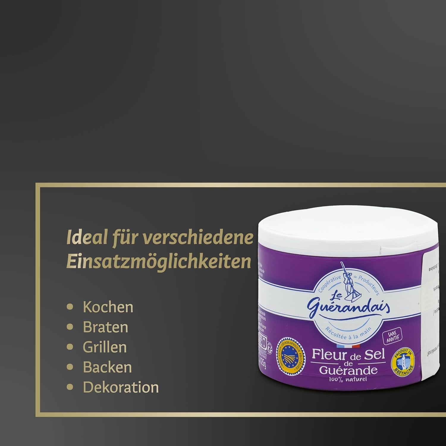 Handgeschöpftes Fleur de Sel, DE GUERANDE, 125g Dávk