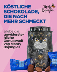 Monty Bojangles Zlaté čokoládové lanýže Savanna (135 g) Kakaový prášek Pralinky Dárková sada v individuální sběratelské krabičce s kočičím designem Flutter Scotch Flavor