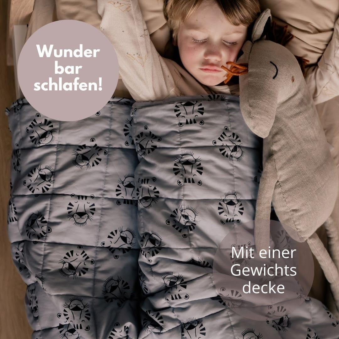 Zatížená dětská deka | 3,5 kg | 100X150cm | Terapeutická deka | Vážené přikrývky | Těžká přikrývka (obličej modrého tygra, 3,5 kg-100X150 cm) Postele a přikrývky BLENKZ.