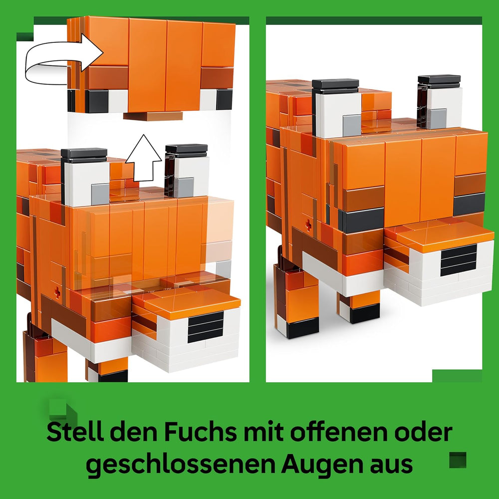 LEGO Minecraft Der Fuchs - 3D-Puzzle Tierfigur mit Zubehör - Herní Deko pro Schlafzimmer nebo Gaming Raum - Hráč Spielzeug zum Geburtstag für Jungen, Mädchen und Fans ab 10 Jahren - 21588
