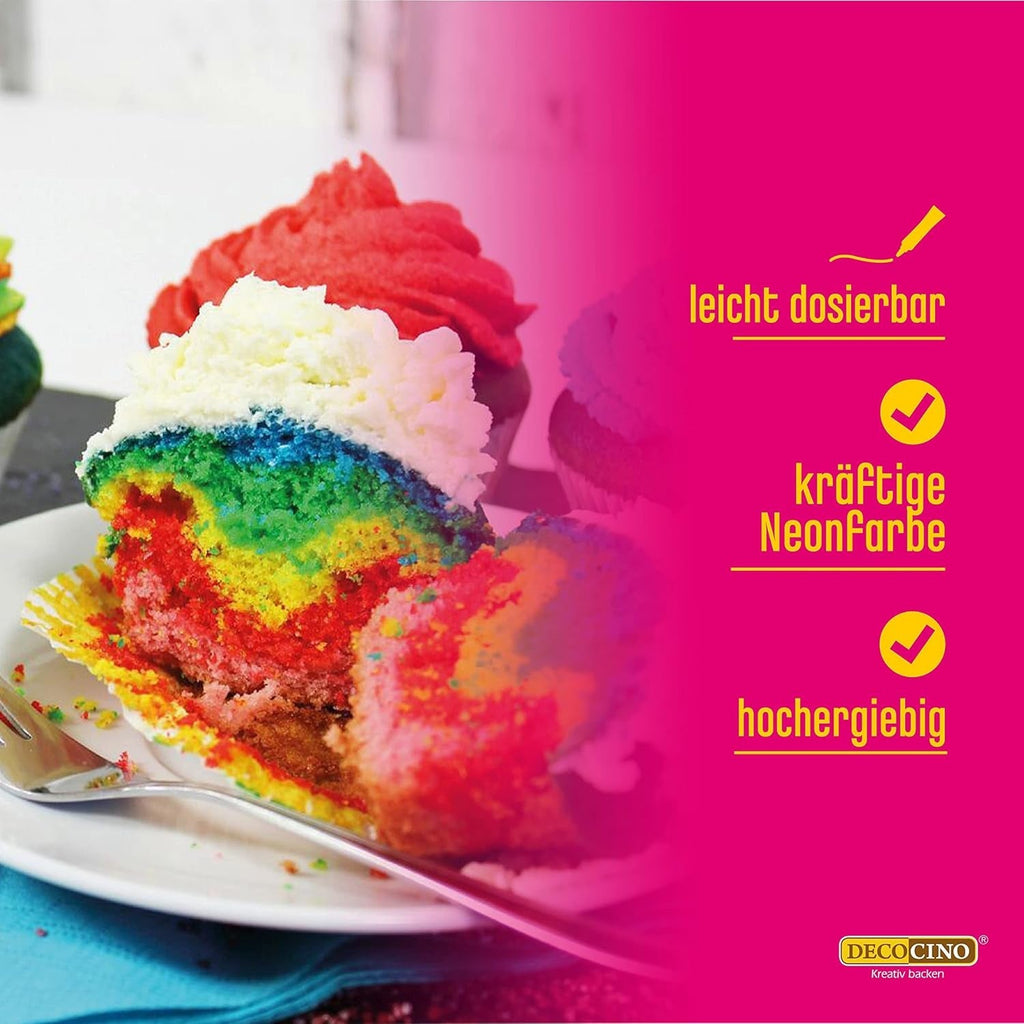 Decocino Neon Food Paste Red – Colorant alimentar cu doză mare – Pentru colorarea prăjiturilor, brioșelor, cupcake-urilor – Fără gust