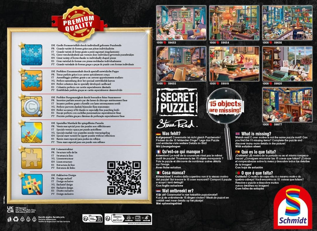 Schmidt Spiele 59919 Puzzle secret, La masa de bucatarie, 1.000 piese, Colorat, Mare Puzzle Naty Shop