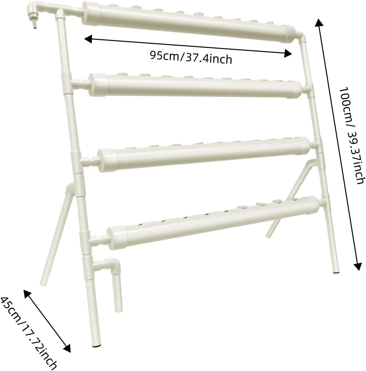 Hydroponický systém, věžová sada pro hydroponické pěstování, 4patrový podstavec s 36 sázecími otvory, systémy pro pěstování rostlin bez půdy pro zahradu, kanceláře a další vnitřní a venkovní prostory