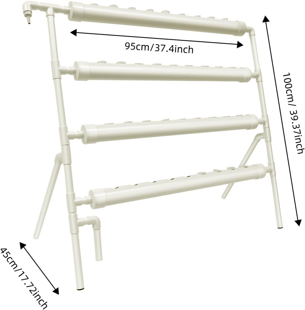Hydroponický systém, věžová sada pro hydroponické pěstování, 4patrový podstavec s 36 sázecími otvory, systémy pro pěstování rostlin bez půdy pro zahradu, kanceláře a další vnitřní a venkovní prostory