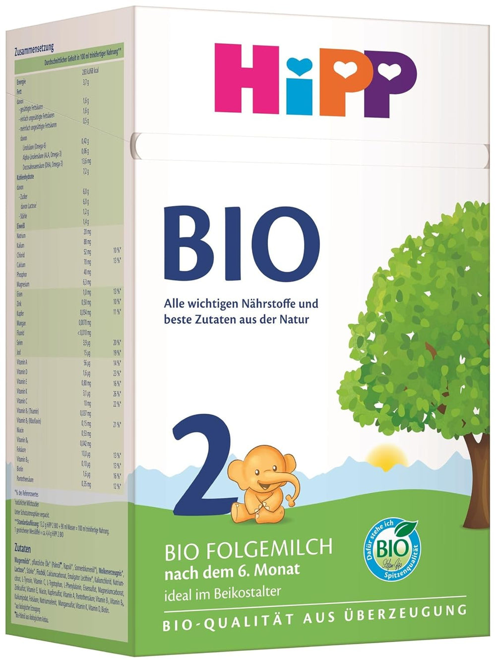 Pokračovací mléko HiPP 2 Bio (4 x 600 g), po 6 měsících, s Omega-3 (DHA, ALA), vápníkem a snadno připravitelným organickým škrobem, nejlepší BIO kvality