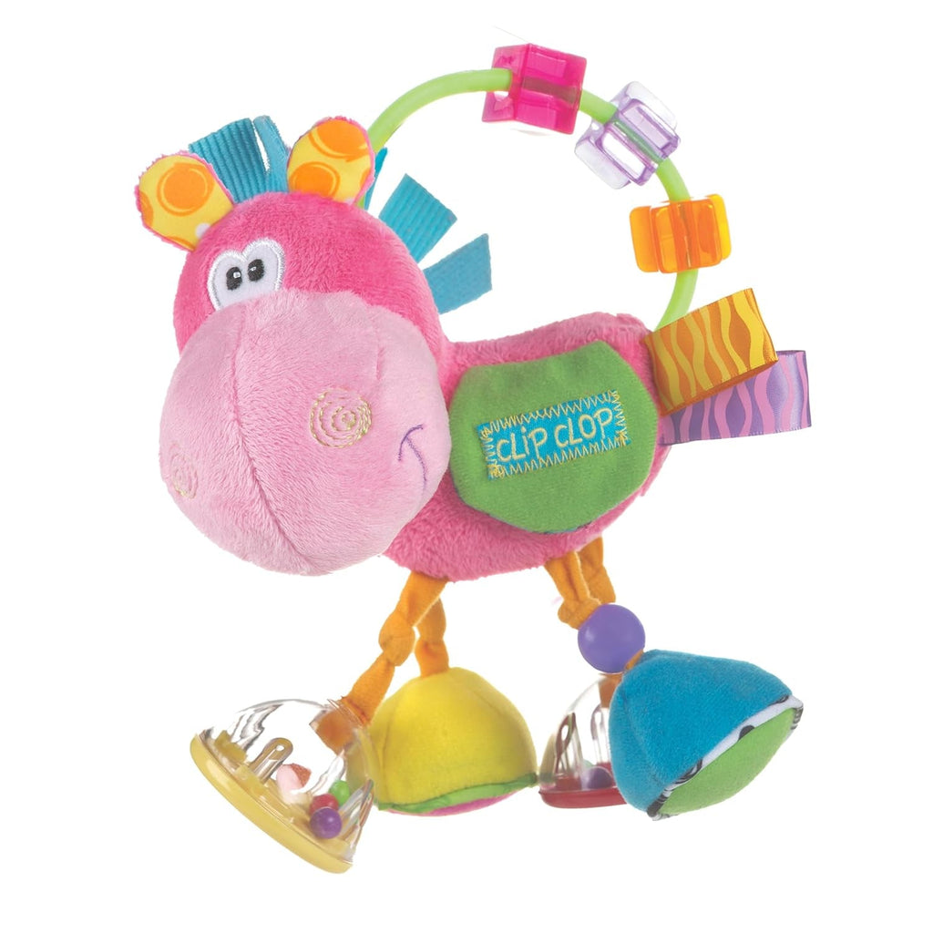 Playgro 101145 Cal de pluș cu zornăitor, jucărie educativă, de la 3 luni, fără BPA, Playgro Toy Box Horse Klipp Klapp, albastru/colorat, 40016, dimensiuni: 15 x 6 x 20 cm , 1 buc Jucarii Bebe Naty Shop Playgro Horse Klipp Klapp Roz - Jucărie pentru copii - Abilități motorii - Senzorial pentru copii - Zornăitor pentru copii - Abilități motorii pentru copii - Jucărie pentru copii - Roz