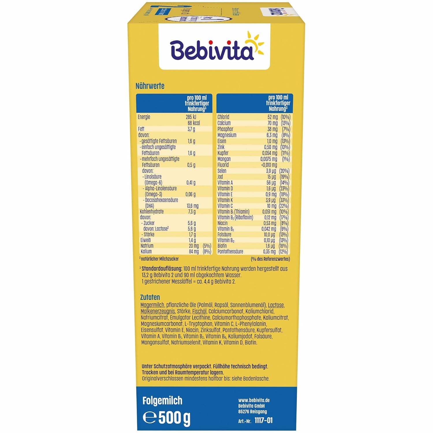 2 Folgemilch (4 x 500 g), nach dem 6. Monat, s vitamínem C a D, Omega-3 (DHA), altersgerecht sattigend