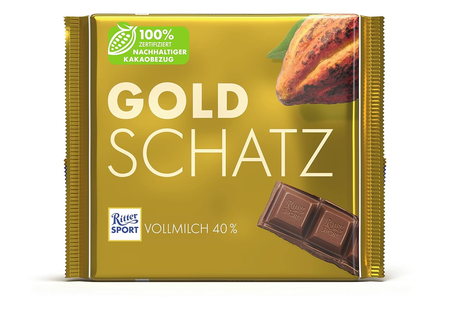 Ritter Sport - Gold Treasure - 11 x 250 g, Jemná mléčná čokoláda s kousky karamelu, Klasická čokoláda pro sdílení s přáteli, 11 tyčinek x 250 g