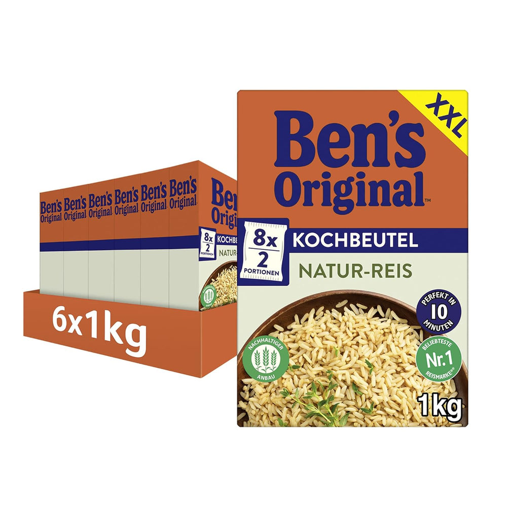 BEN'S ORIGINAL™ natural rýže v sáčku, 9 x 500 g
