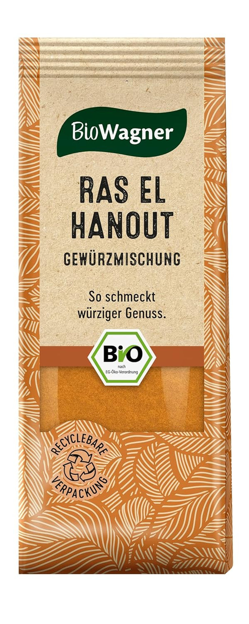 BioWagner - Bio Ras el Hanout, Gewürzmischung für Orientalische und Arabische Gerichte, ideální pro kuskus, Tajine nebo Hummus, přírodní Bio-Zutaten, recyklovatelné balení, 50 g