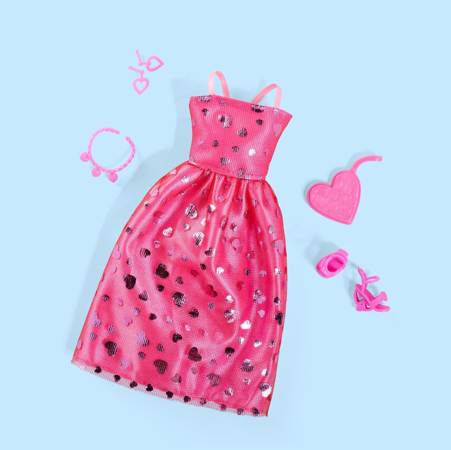Simba Steffi Love Pink Love – Ankleidepuppe im pinken Glitzerkleid, inkl. Zubehör in Herzform, 29 cm groß, Modepuppe für kreatives Rollenspiel, für Kinder ab 3 Jahren