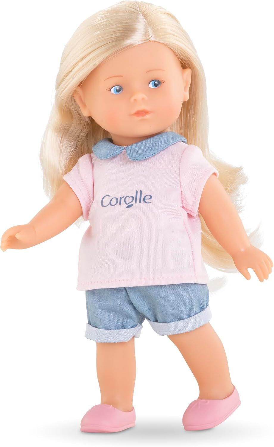 Sada Les Trends Corolline Rosy Miniwelt, Vollvinylpuppe mit langem Haar, Bürste, extra Outfit v Geschenkbox, 4 kusy, Vanilleduft, 20 cm, ab 3 Jahren