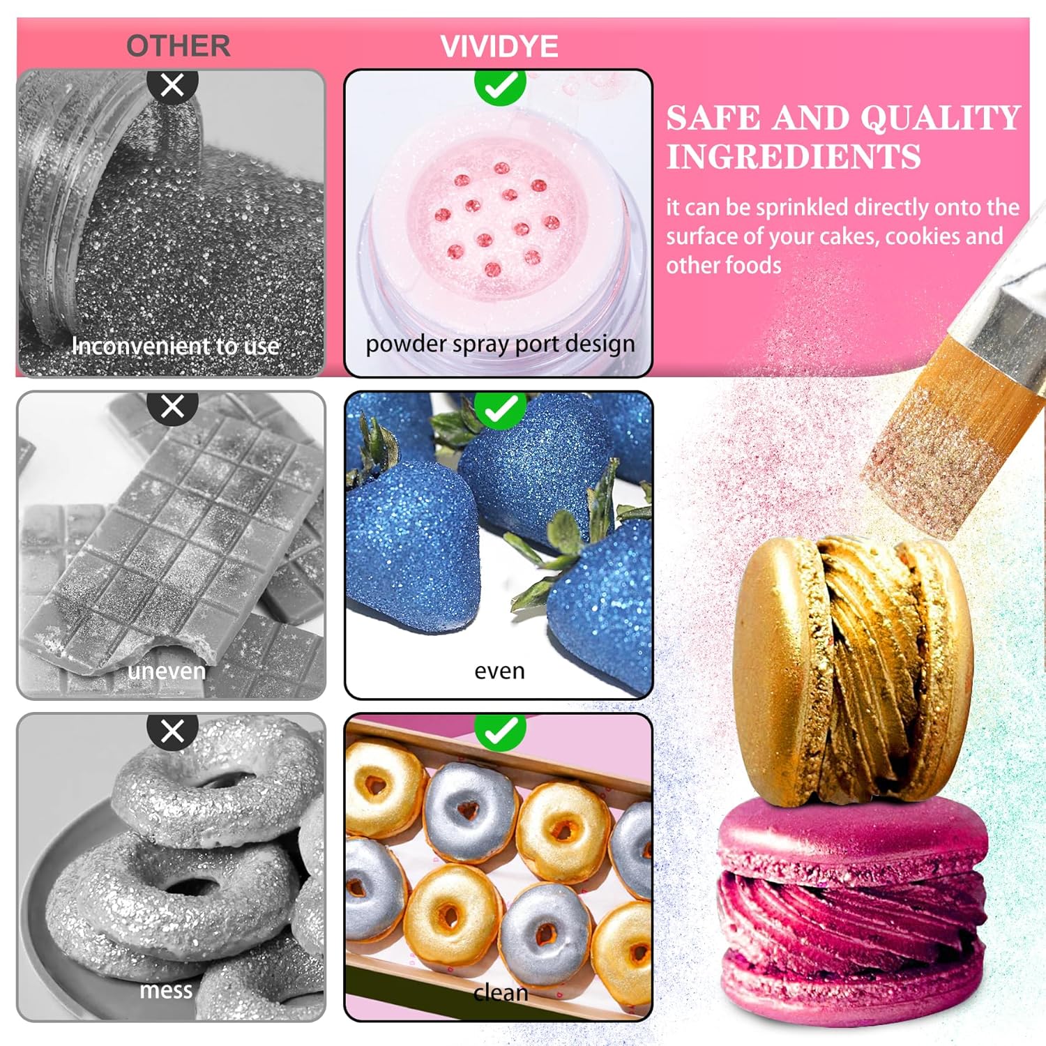 Jedlé třpytky, pudr, různé barvy, 30 gramů Naty Shop