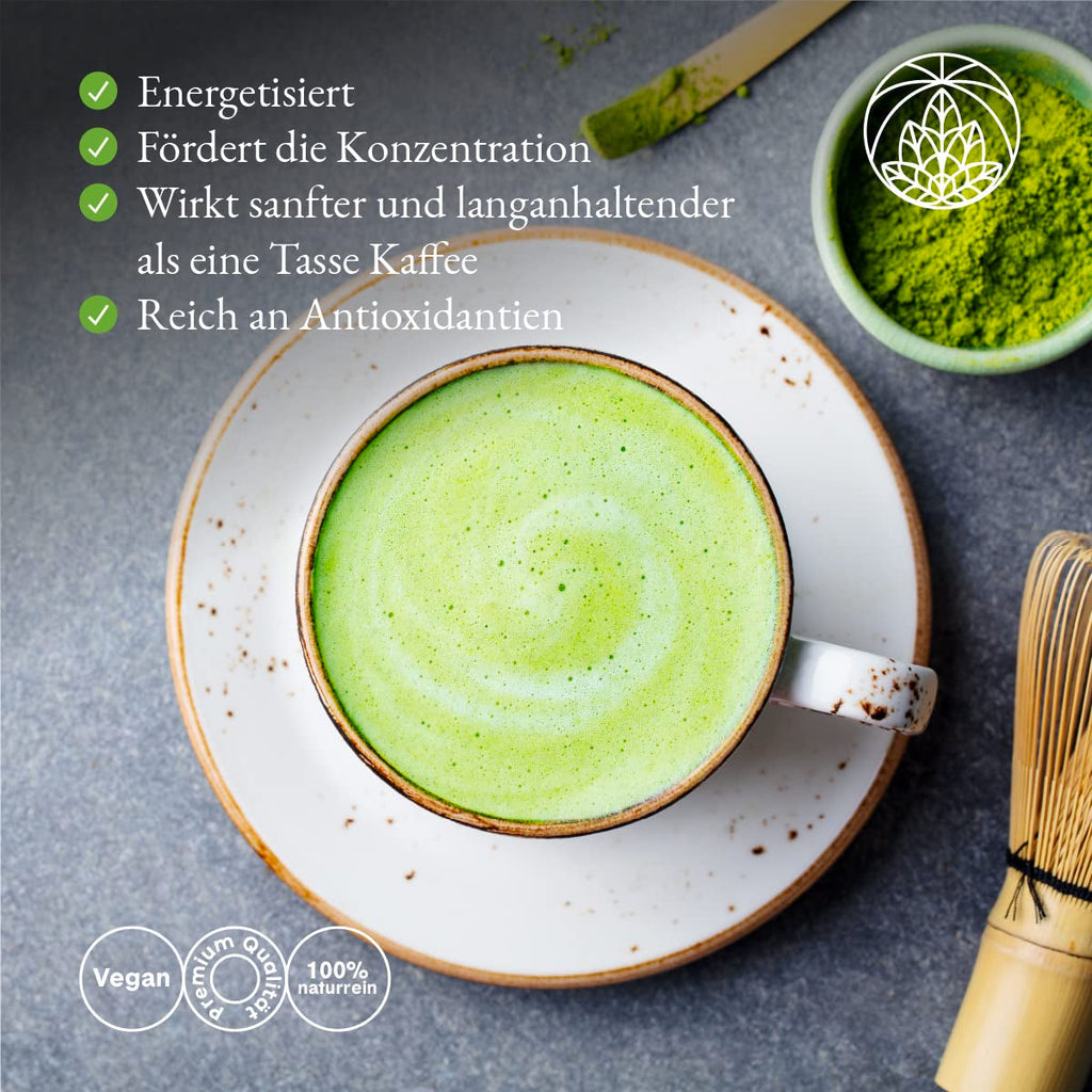 Pudră Matcha Bio Monte Nativo (100G) - Ceai Matcha pentru Latte - Ceai verde premium - 100% natural și fără aditivi