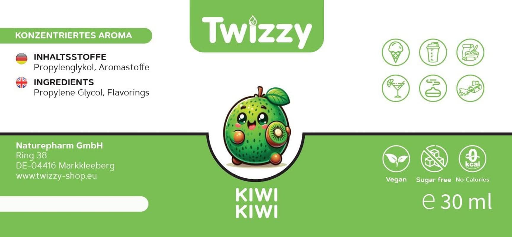 Twizzy koncentrované aroma kiwi, 30 ml Aromas Naty Shop