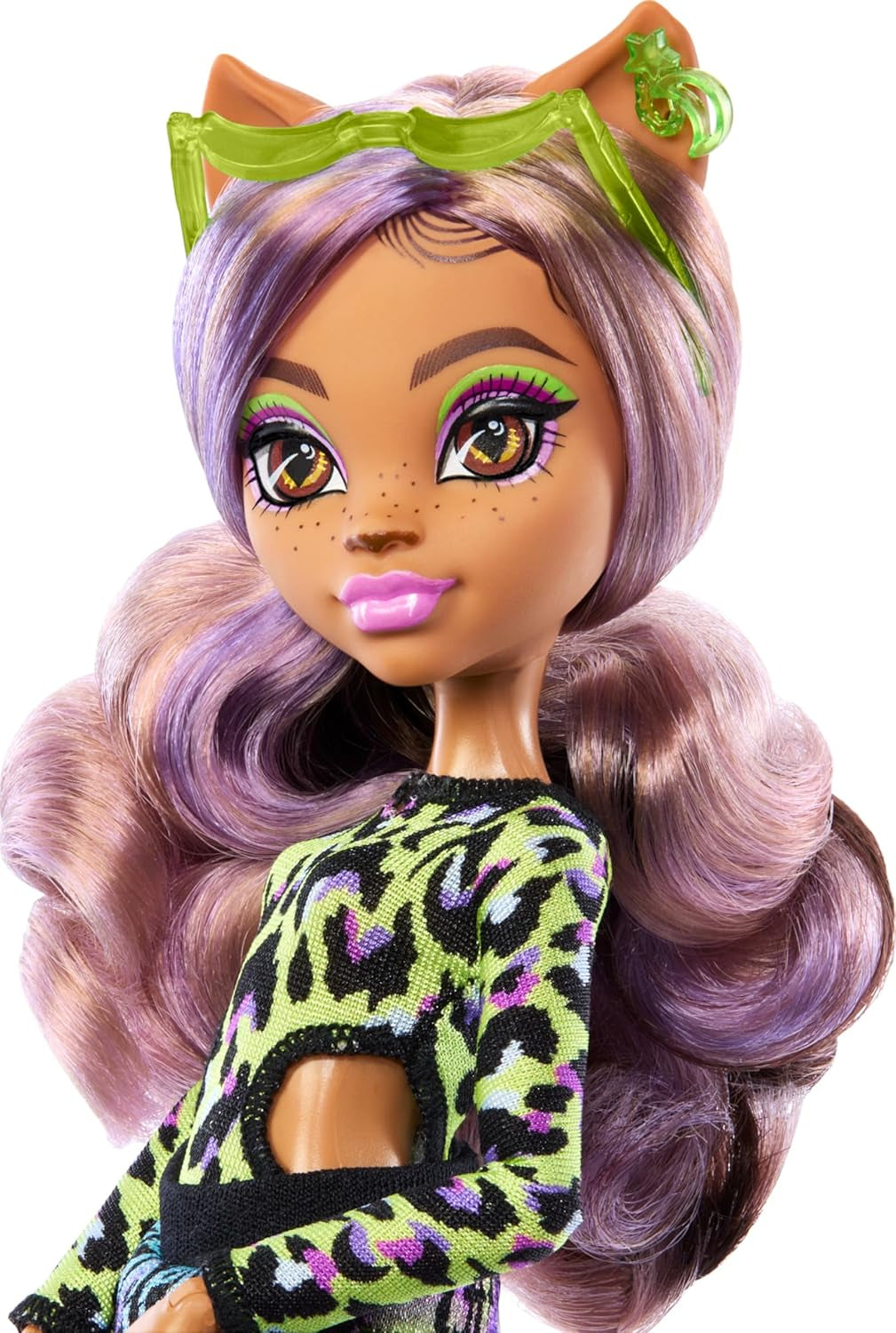 Ostrov Monster High Scare-adise Clawdeen Wolf Puppe s Badeanzug, Jogger und Strandzubehör wie Visier, Wasserflasche und Buch