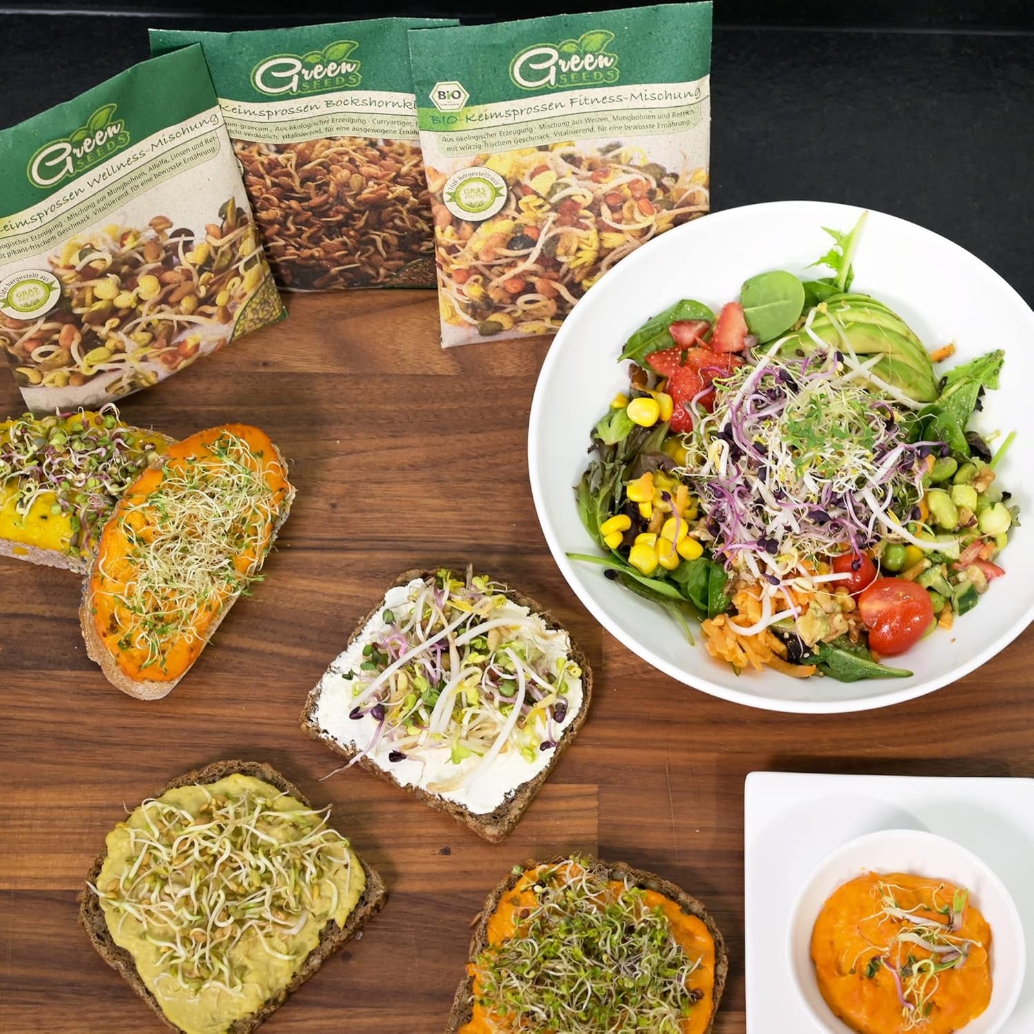 [Původní sada pro začátečníky s klíčicí sklenicí + síto na řeřichu | 1000ml s vysoce kvalitním nerezovým síťovým víkem, stojanem, keramickým podnosem + ABC pro klíčení [tištěná verze] tác na sazenice s klíčicí sklenicí