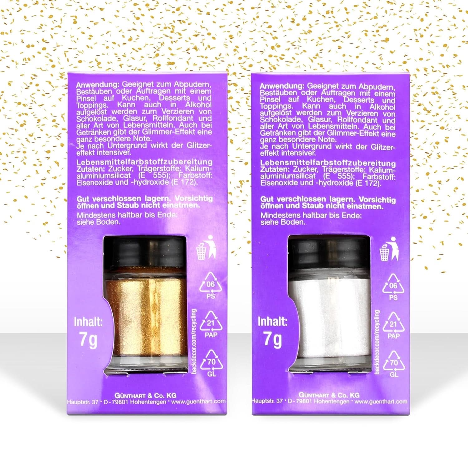 Günthart glitter, pudra, auriu si argintiu, set 2 x 7 grame Naty Shop